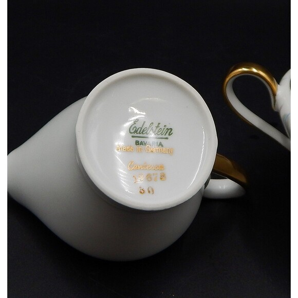 Edelstein Bavaria Contessa Sugar And Creamer Gold Trim 19673 Feather Germany - Picture 11 of 11